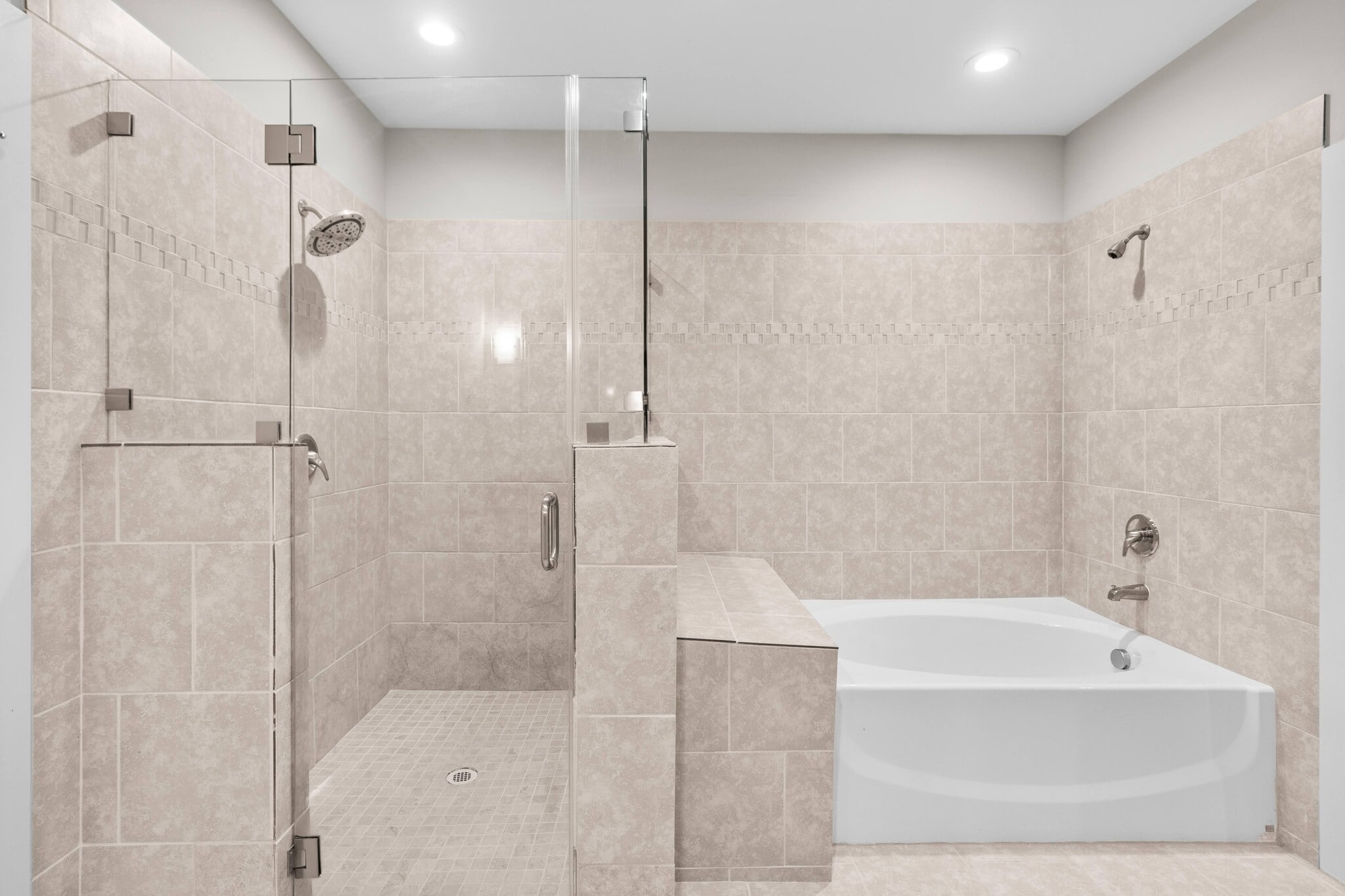 Master bath glass shower enclosure and full size tub - 1221 W 23rd St