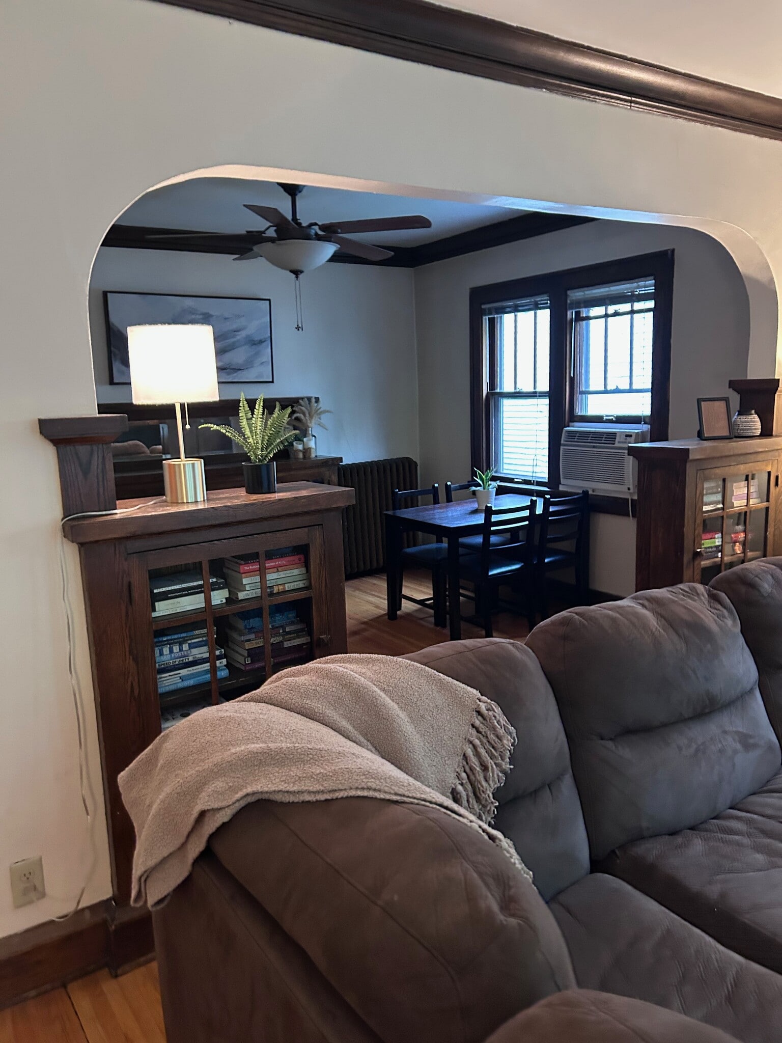 Built-in bookcases flanking entry to dining room - 4947 York Ave S