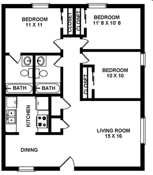 3BR/2BA - The Riverview