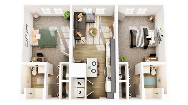 3D Floorplan - Unit B2_V2 - Union on Frank