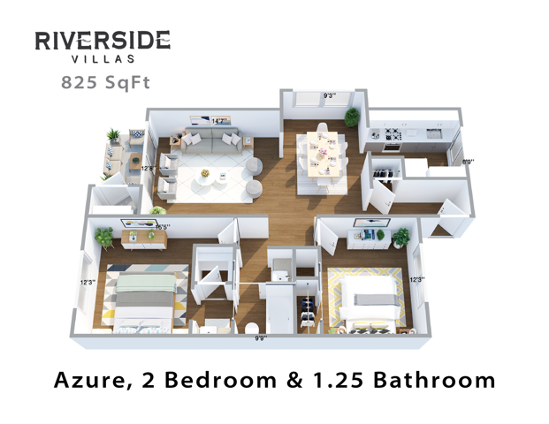 Azure 2x1.25 Floor Plan - Riverside Villas