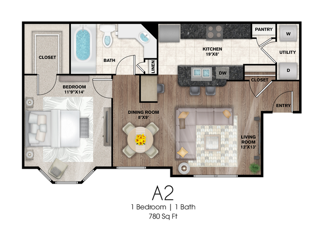 A2-780Sf.jpg - Flats on Chapel Apartments