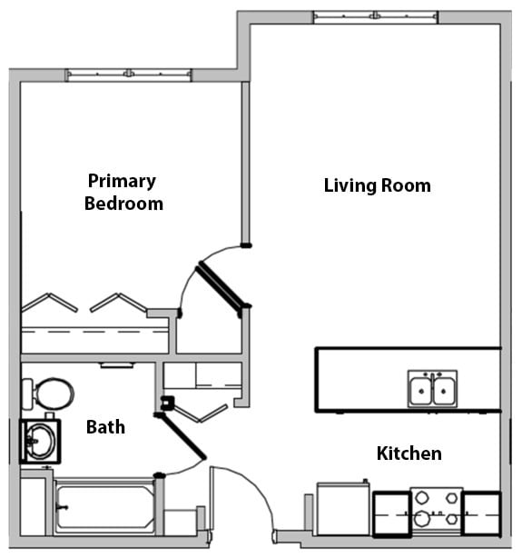 One Bedroom Floorplan - Bridger Peaks