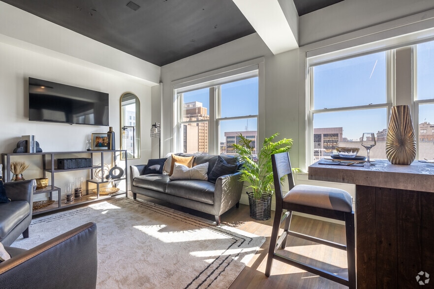 1BR Model Living - The Travis Building