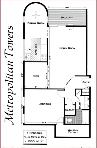 1 Bedroom plus Medium Den - Metropolitan Towers
