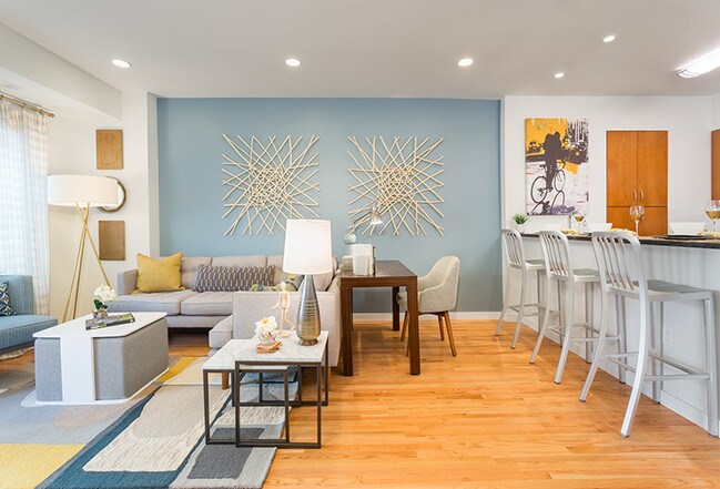 Living Room and Kitchen - Fenway Diamond at 9 Miner Street