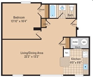 1BR/1BA - Bernice Arms Apartments - 62 years old +
