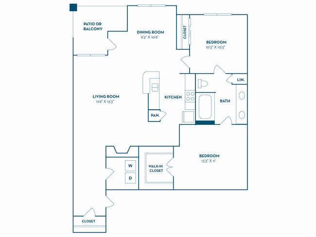 2 Bedroom | 1 Bath | 950 SF - The Oasis Apartments