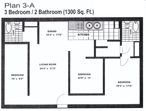 Plan 3-A - 74 Lyerly Place Apartments
