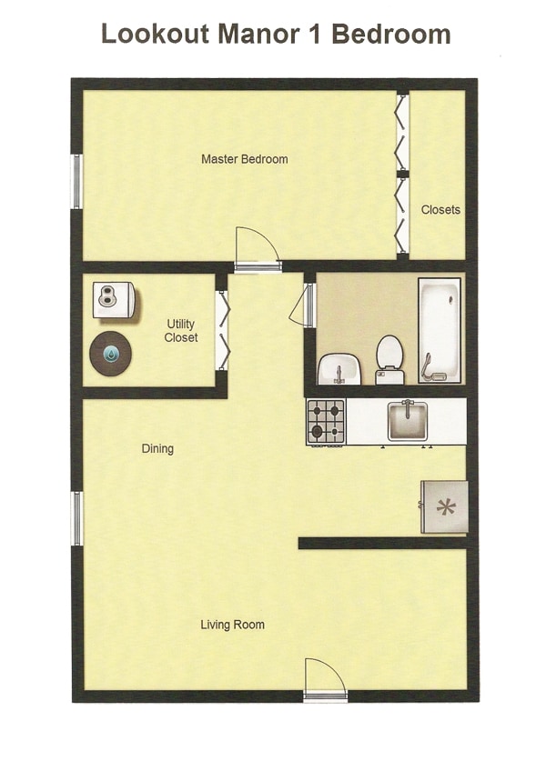 1BR/1BA - Lookout Manor Apartments