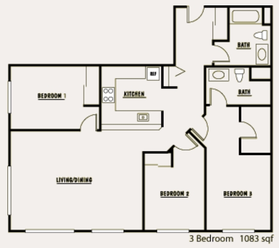 3BR/2BA - Bellevue Olive Apartments