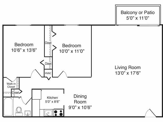 2BR/1BA - Parkside Terrace