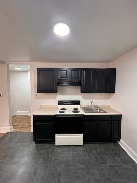 Freshly painted kitchen cabinets, brand new hood vent - 340 E Broadway Ave