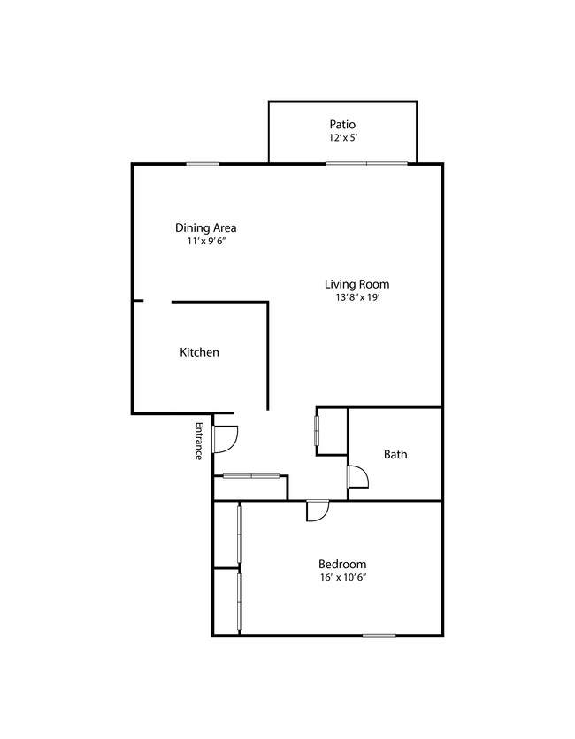 1 Bed / 1 bath floorplan with spacious living room - Woodcrest Village