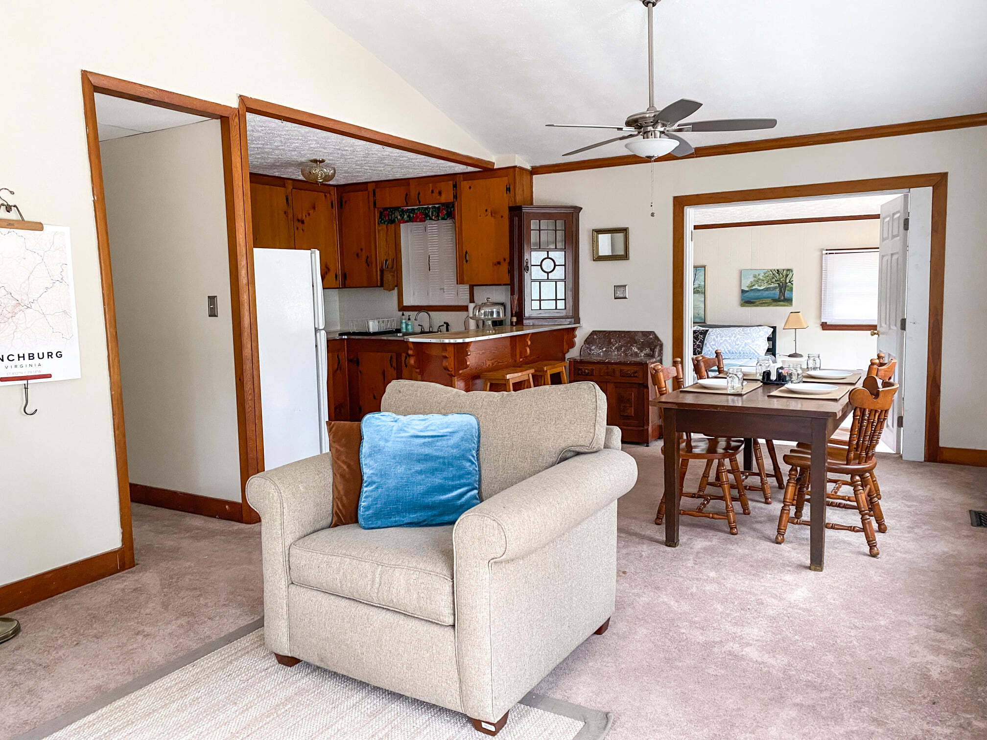 Main area with hall leading to second bedroom and bath - 520 Timberlake Dr