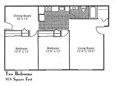 2BR/1BA - COURTYARD PRINCETON PLACE