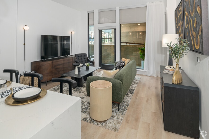 Expansive 2 Bed, 2 Bath | 1,200 Sq. Ft. | Open-Concept Living Room - The Crescent Residences