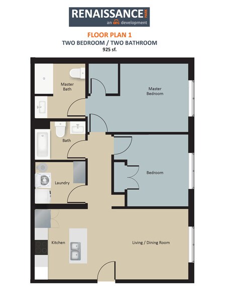 Floor Plan 1 - Main Floor Plan - Renaissance Park Apartments