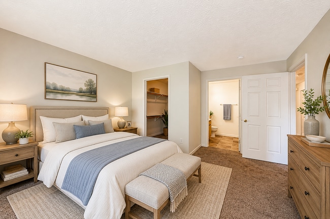 Cozy bedroom with carpet & generous closet space - Overlook