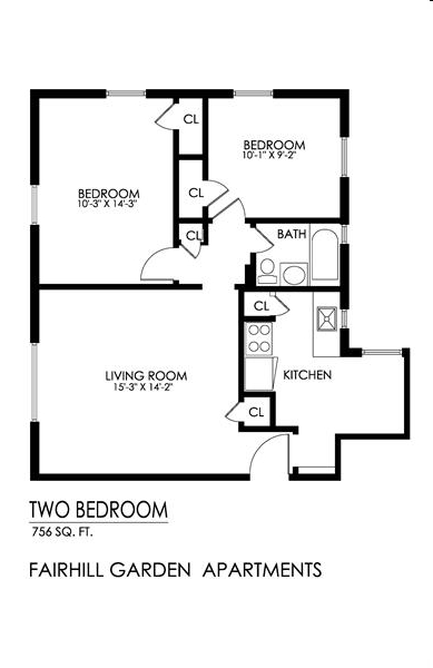 2BR/1BA - Fairhill Apartments