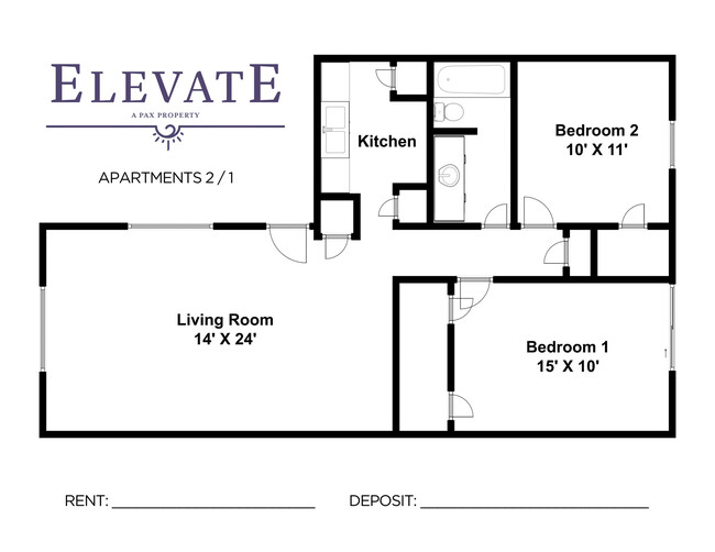 2 Bedroom 1 Bath (V2) - Elevate Apartments