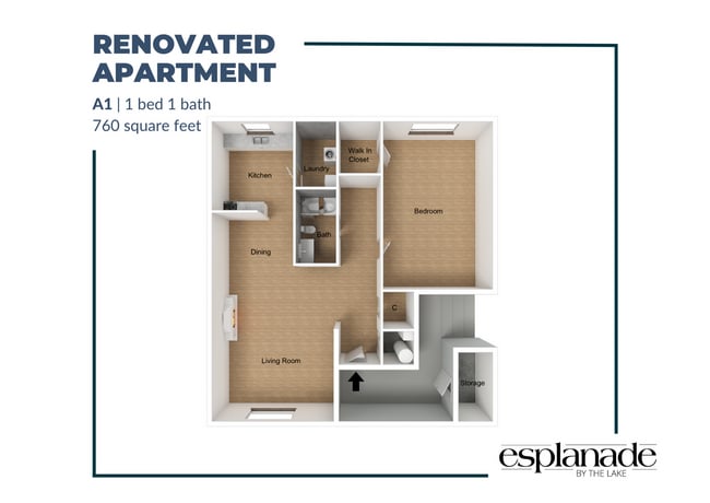 1 Bedroom Floor Plan - Esplanade By The Lake