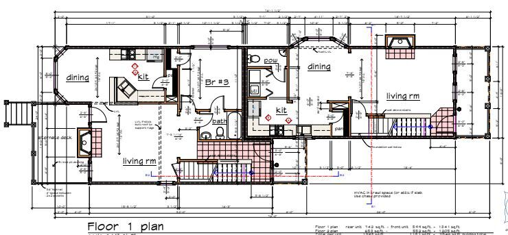Floor plan: Unit A on right, Unit B on left - 55 Prospect St