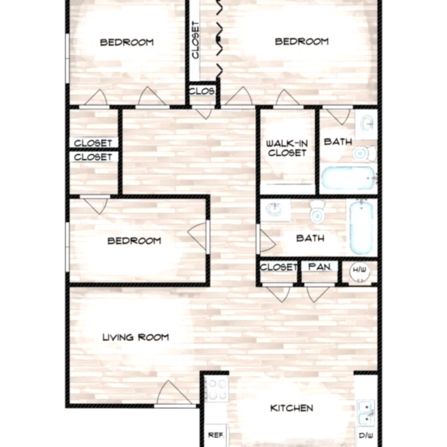 3x2, 1,008 SqFt - Summit at Unique Garden Apartments
