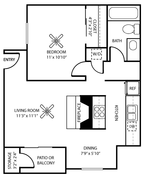 1BR1BTH.png - 23Hundred Apartments