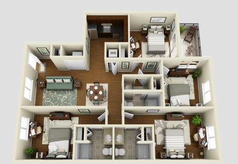 4BR/3BA - Lofts on College