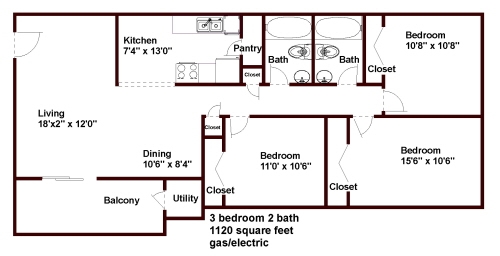 3BR/2BA - Stratford Apartments