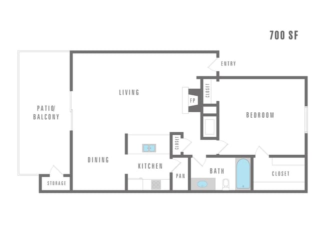 One bedroom, One bathroom, 700 SF - Altitude