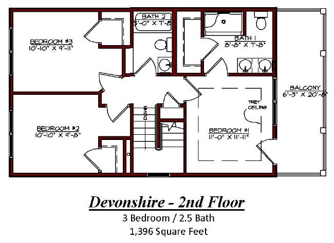 Devonshire - 2nd Floor Plan - Waterford Estates