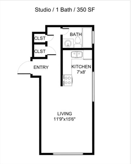 Explore this studio apartment layout, optimized for modern urban living. - Jefferson Park