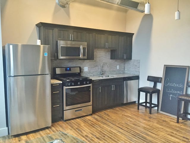 Urban Lofts Floor Plan A Kitchen (no island in units: 202, 203, 302, 303, 402, 403, 502, 503) - Crescendo Loft Apartments