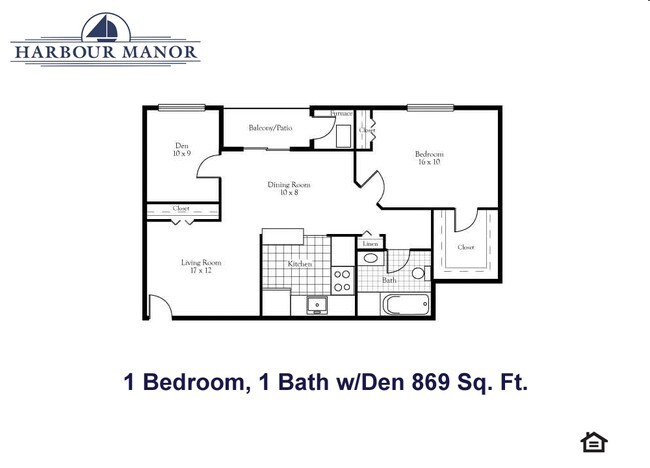 One Bedroom, One Bath with Den - Harbour Manor