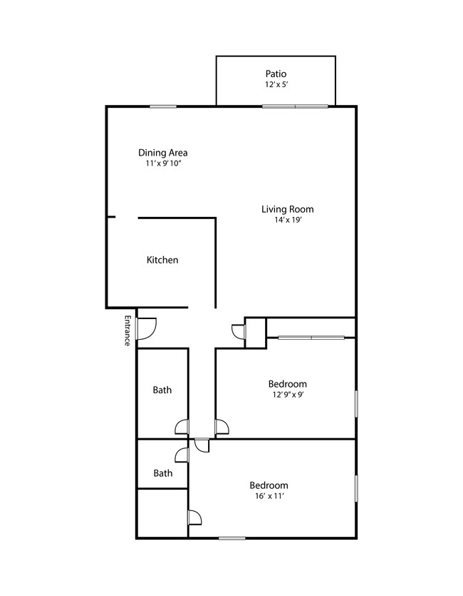 2 Bed / 2 bath floorplan with spacious living room - Woodcrest Village