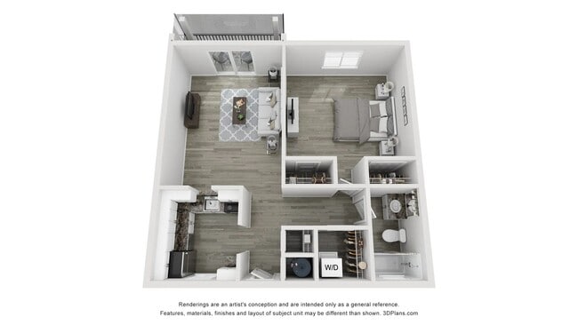 A 3D floor plan rendering of The Palm . - POSTE Winter Park