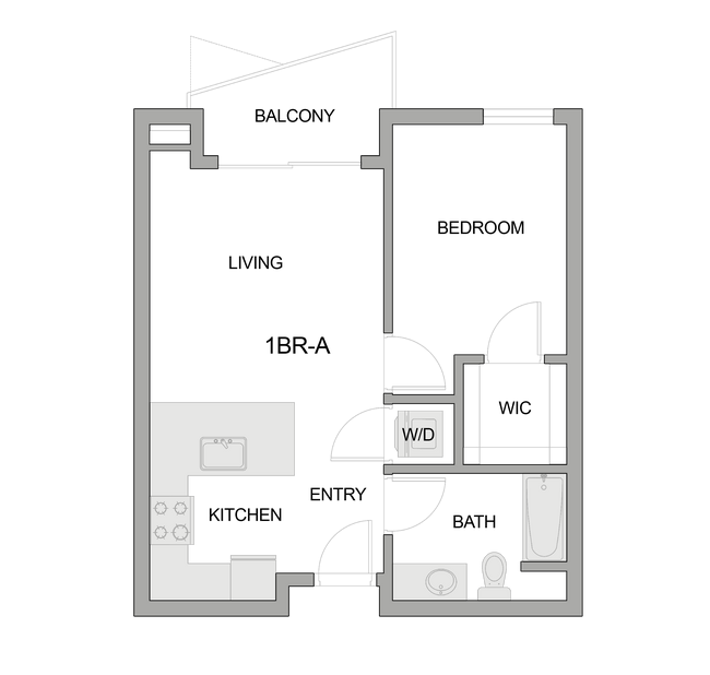 2D Floor Plan Rendering of a One-Bedroom Apartment - Textur