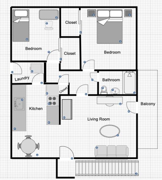 Layout for unit - 870 sq ft - 1733 Phillips Way