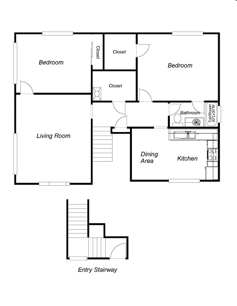 2BR/1BA Duplex B - Park Regent