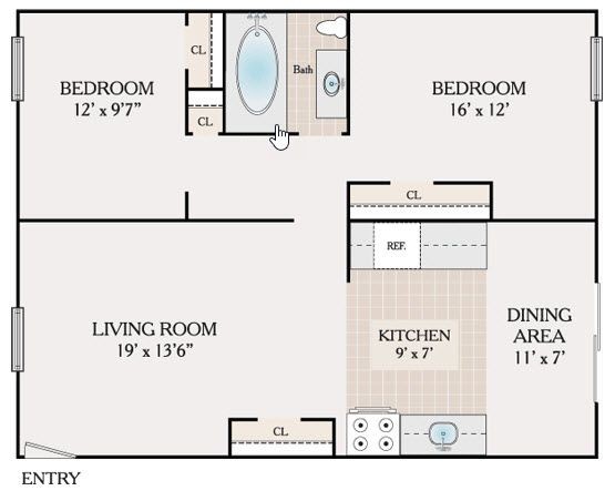 Floorplan - Twin Terrace Apartments