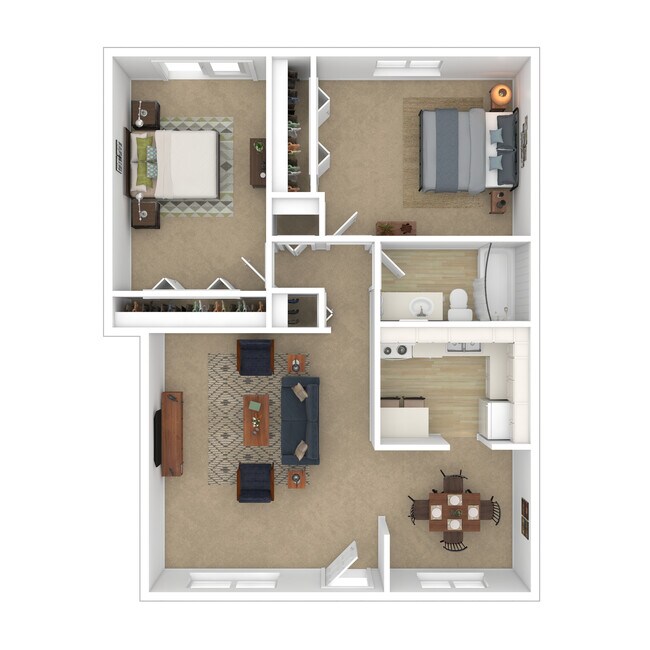 2 Beds | 1 Bath | 991 sq ft - Chateau De Ville