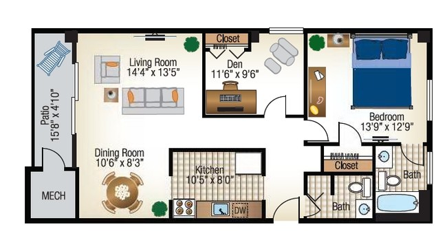 1BR/1BA - Sheffield House Apartments