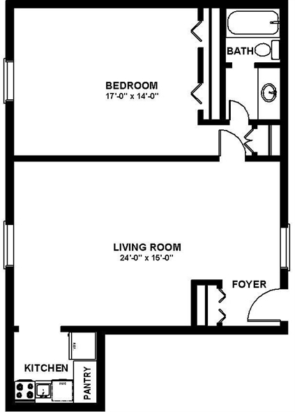 One Bedroom E - Provincial North Apartments