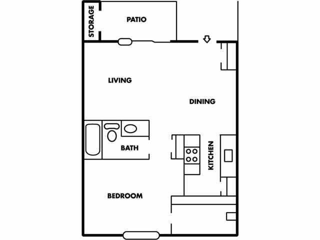 1 Bedroom - B - Bedford Creek Apartments