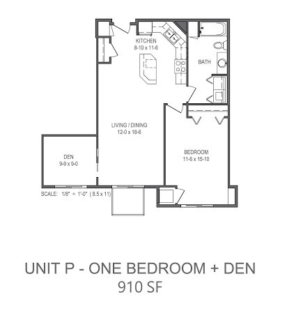 Unit P - One Bedroom + Den - Artisan Square