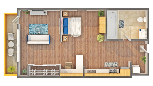 S8 Studio Floorplan - Unit 417 - Arrive Seaside II
