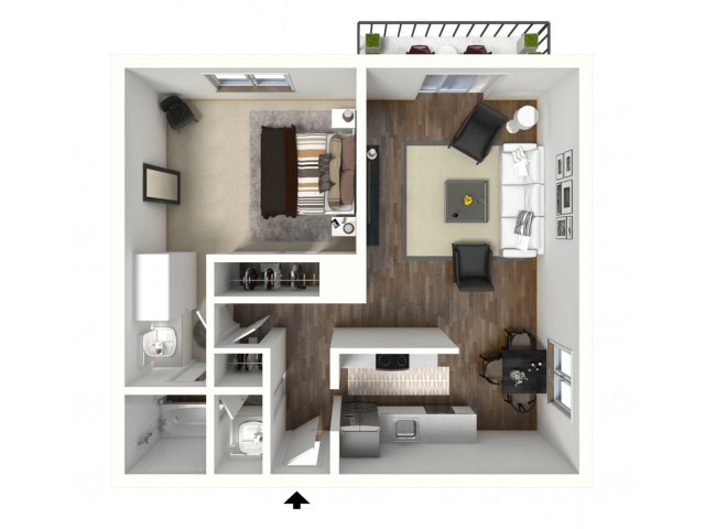 1x1 Balcony - Walnut Terrace