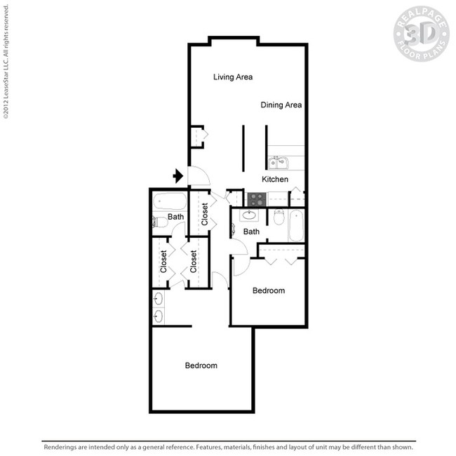 2BR/2BA 1230 sqft - Quay Point Apartments